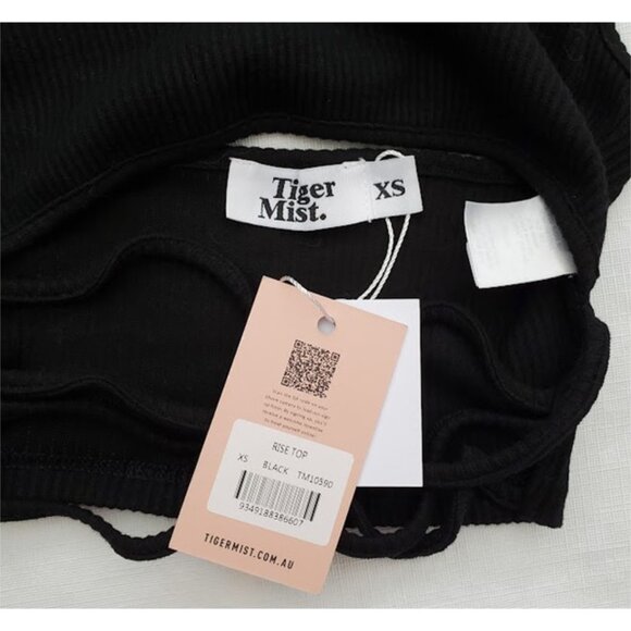 NWT Tiger Mist Black Halter Tank Bandage Top Cropped Strappy Midriff Size XS - Picture 8 of 11